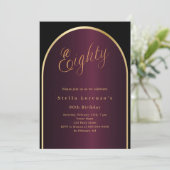 Zwarte Bourgondische gouden boog 80e verjaardag lu Kaart (Staand voorkant)