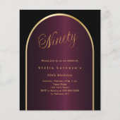 Zwarte Bourgondische gouden boog 90e verjaardag ui (Voorkant)