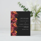 Zwarte Bourgondische moody huwelijksuitnodiging (Staand voorkant)