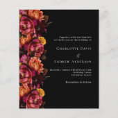 Zwarte Bourgondische moody huwelijksuitnodiging (Voorkant)