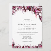 Zwarte Bourgondische waterverf bruiloft Kaart (Voorkant)