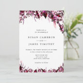 Zwarte Bourgondische waterverf bruiloft Kaart (Staand voorkant)