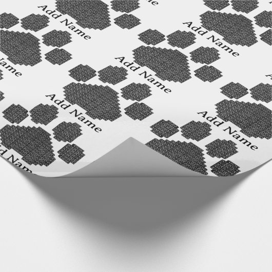 Zwarte Bouwstenen Hondenpoot Print Aangepaste Naam Cadeaupapier (Hoek)