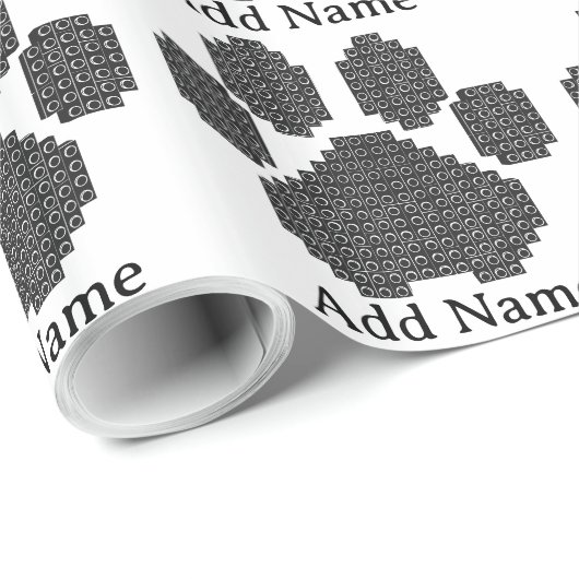 Zwarte Bouwstenen Hondenpoot Print Aangepaste Naam Cadeaupapier (Rol Hoek)