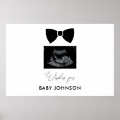 Zwarte Bow Boy Baby shower Guest Book Sign Poster (Voorkant)