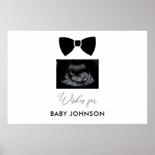 Zwarte Bow Boy Baby shower Guest Book Sign Poster