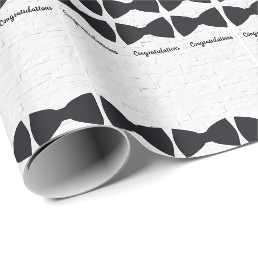 Zwarte Bow-Stropdassen op wit met verwisselbare be Cadeaupapier (Rol Hoek)