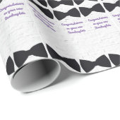 Zwarte Bow-Stropdassen op Witte met paarse Quadrup Cadeaupapier (Rol Hoek)