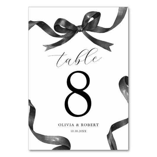 Zwarte Bow Trouwstoel Kaart (Achterkant)