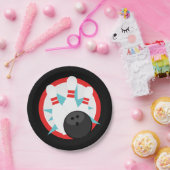 Zwarte Bowling Pin Paper Borden Papieren Bordje (Feest)