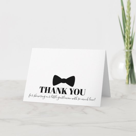 Zwarte Bowtie Baby Shower Bedankkaart Kaart (Voorkant)