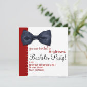 Zwarte BowTie Uitnodiging voor Bachelorfeest (Staand voorkant)