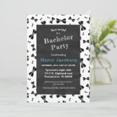 Zwarte bowtie vrijgezellenfeest kaart (Staand voorkant)