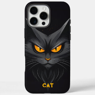 Zwarte boze kat gepersonaliseerd iPhone 16 pro max hoesje