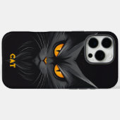Zwarte boze kat gepersonaliseerd Case-Mate iPhone case (Achterkant (horizontaal))