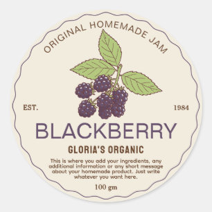 Zwarte Bramen Fruitjam Huisgemaakt Product Ronde Sticker