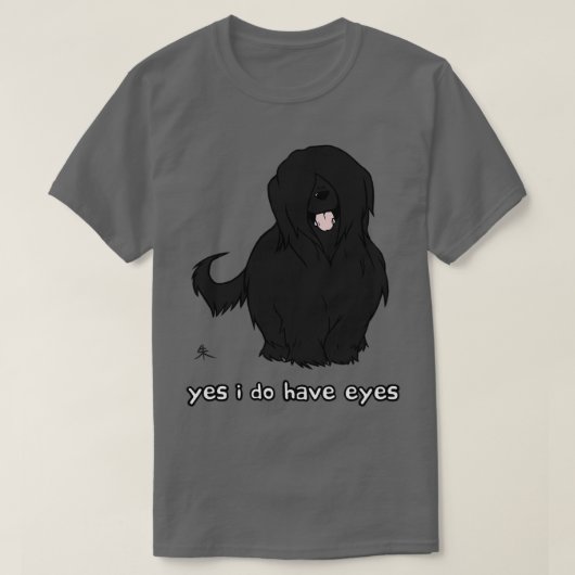 Zwarte Briard Ja Ik heb ogen T-shirt (Design voorkant)