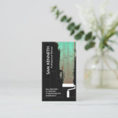 Zwarte Brick Wall Groene lichtfluorescerende verf Visitekaartje (Staand voorkant)