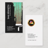 Zwarte Brick Wall Groene lichtfluorescerende verf Visitekaartje (Voorkant / Achterkant)