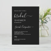 Zwarte Bridal Shower-uitnodiging Kaart (Staand voorkant)