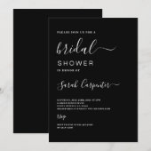Zwarte Bridal Shower-uitnodiging Kaart (Voorkant / Achterkant)