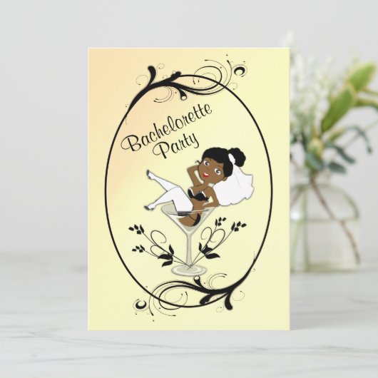 Zwarte Bride Bachelorette Kaart (Staand voorkant)