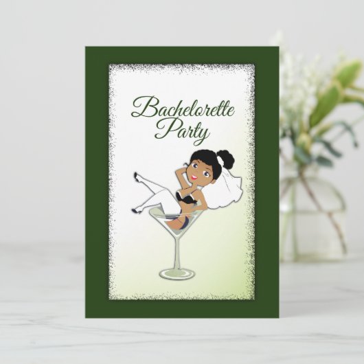 Zwarte Bride Bachelorette Kaart (Staand voorkant)