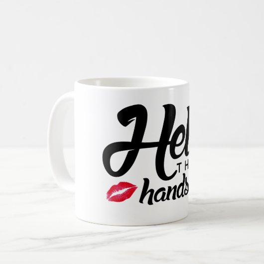 Zwarte brief Hallo daar handEnige Rode Lips-drink Koffiemok (Voorkant links)