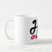 Zwarte brief Hallo daar handEnige Rode Lips-drink Koffiemok (Links)