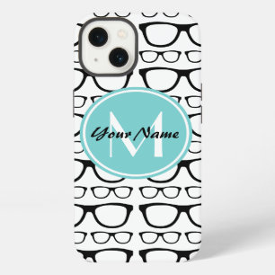 Zwarte Bril met Monogram en Gepersonaliseerde Naam iPhone 13 Hoesje