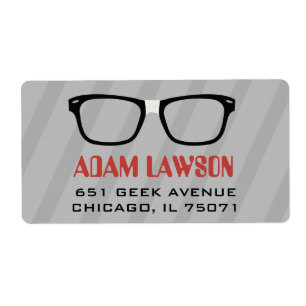 Zwarte brillen Computer Geek Adresetiketten Etiket