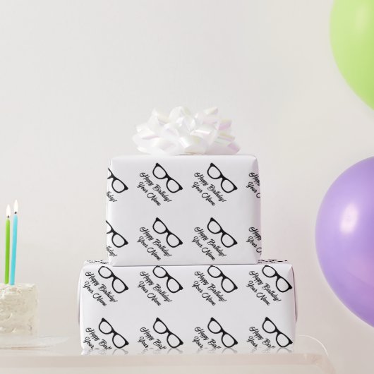 Zwarte brillen gepersonaliseerd Gefeliciteerd Cadeaupapier (Feestgeschenken)