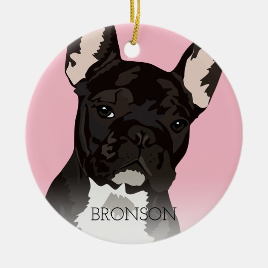 Zwarte Brindle Franse Bulldog Kerst Keramisch Ornament (Voorkant)