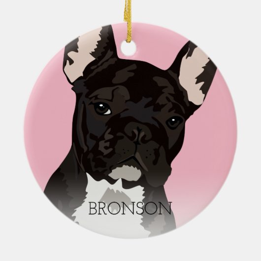 Zwarte Brindle Franse Bulldog Kerst Keramisch Ornament (Achterkant)