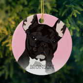 Zwarte Brindle Franse Bulldog Kerst Keramisch Ornament