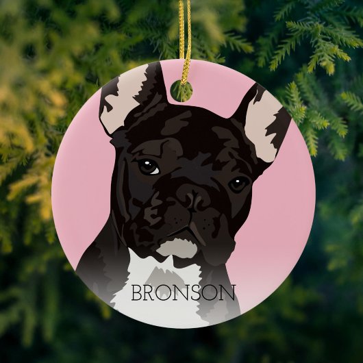 Zwarte Brindle Franse Bulldog Kerst Keramisch Ornament