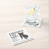 Zwarte Brindle Frenchie Franse Bulldog Wedding Kartonnen Onderzetters (Insitu)