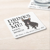 Zwarte Brindle Frenchie Franse Bulldog Wedding Kartonnen Onderzetters (Schuin)