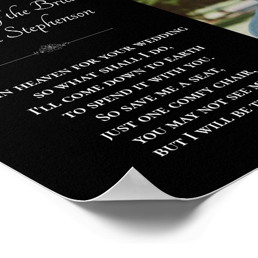 Zwarte Broer Van Bruid Foto Memorial Wedding Poster (Hoek)