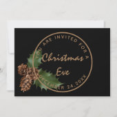 Zwarte bronzen kerstnacht diner winterfeest kaart (Voorkant)