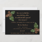 Zwarte bronzen kerstnacht diner winterfeest kaart (Achterkant)