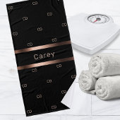 Zwarte bronzen monogram initiaal patroonnaam badhanddoek