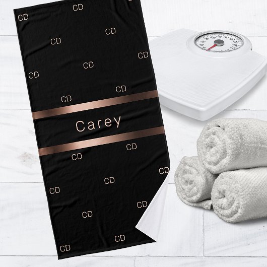 Zwarte bronzen monogram initiaal patroonnaam badhanddoek