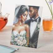 Zwarte bruid en bruidegom Afro bruiloft Reclamebord Met Voetstuk (Insitu)