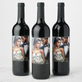 Zwarte bruid en bruidegom Afro bruiloft Wijn Etiket (Flessen)