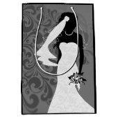 Zwarte bruid silhouet in witte trouwjurk medium cadeauzakje (Voorkant)