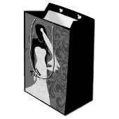 Zwarte bruid silhouet in witte trouwjurk medium cadeauzakje (Achterkant Gekanteld)