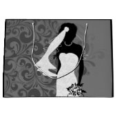 Zwarte bruid Silhouette in witte trouwjurk Groot Cadeauzakje (Voorkant)