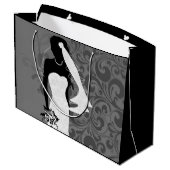 Zwarte bruid Silhouette in witte trouwjurk Groot Cadeauzakje (Achterkant Gekanteld)