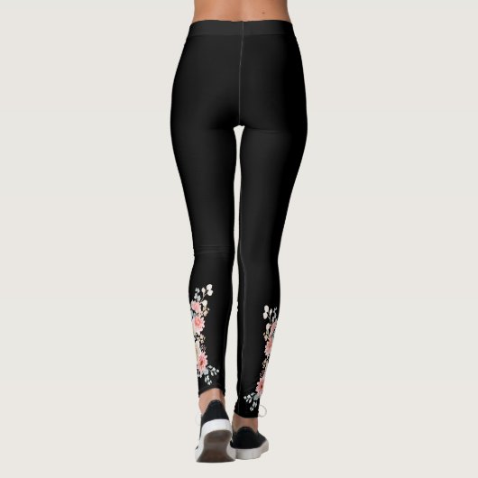 Zwarte bruids bloemenbruid & bruidsmeisje leggings (Achterkant)